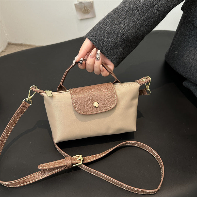 Colour-Block Retro Dumpling Crossbody Bag
