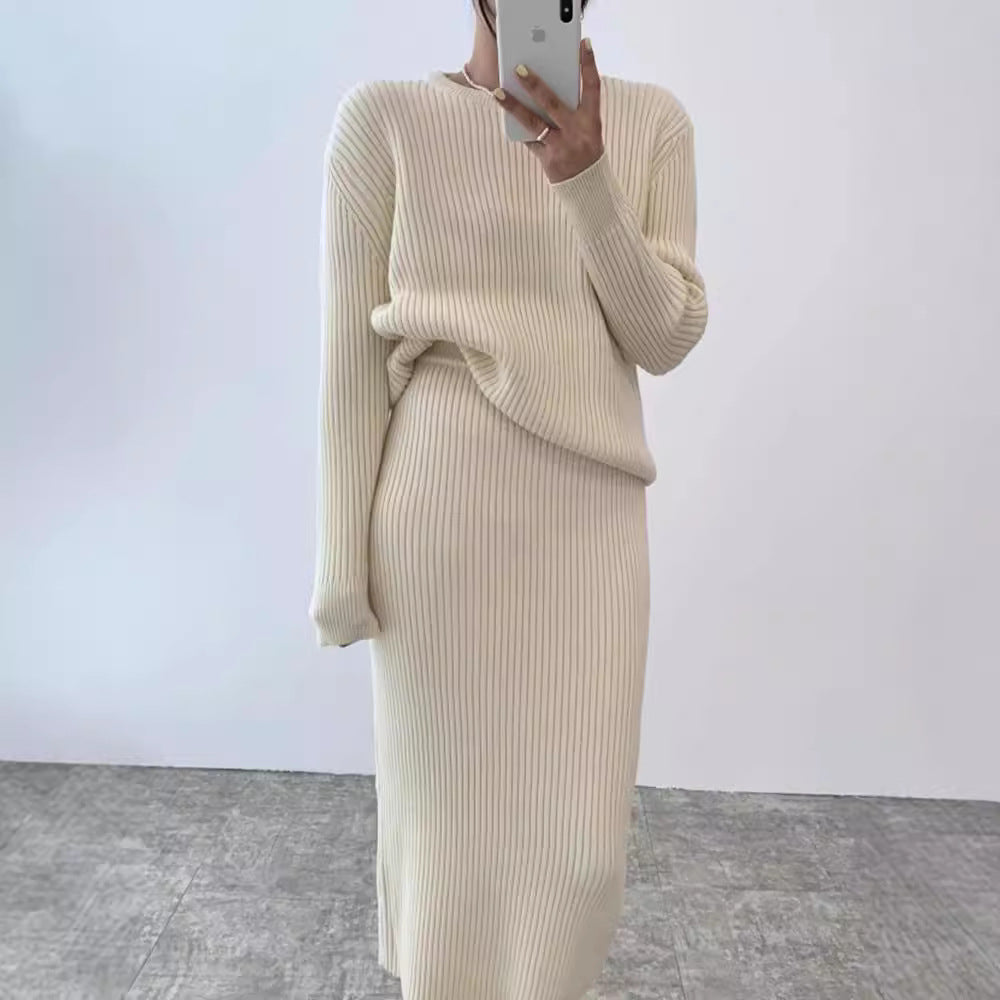 Conjunto de Saia de Malha de Duas Peças