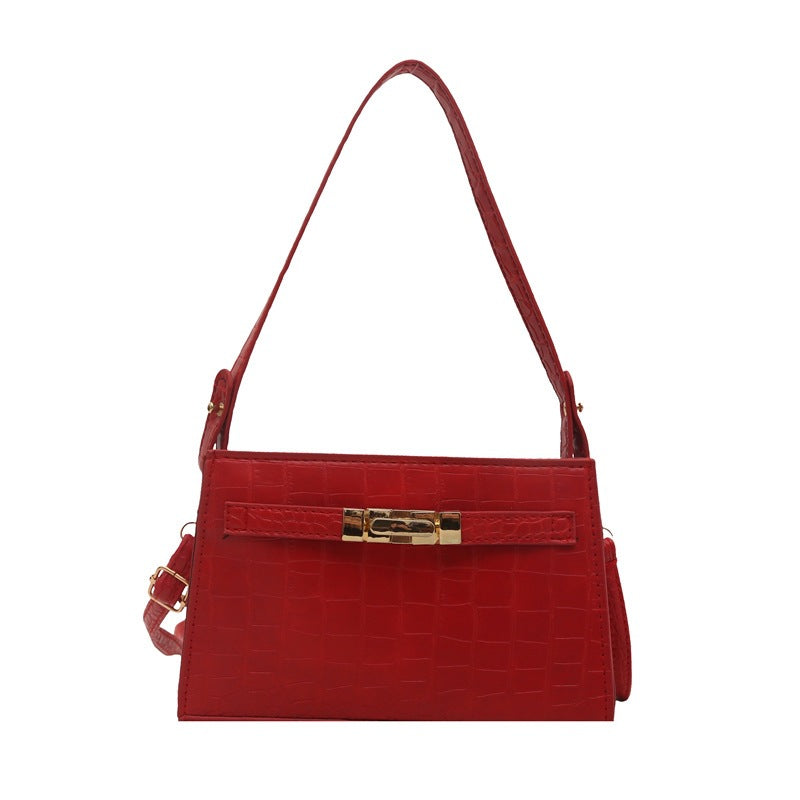 Croc-Embossed Square Shoulder Bag