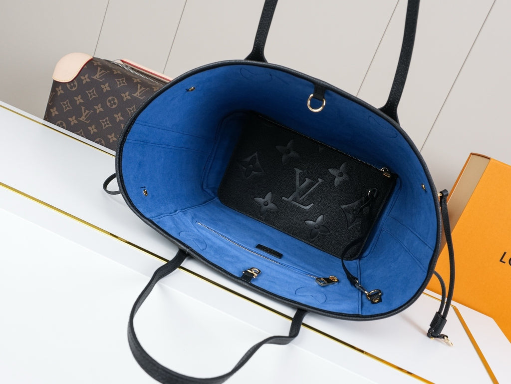 LV Neverfull Monogram Empreinte - Azul-Marinho