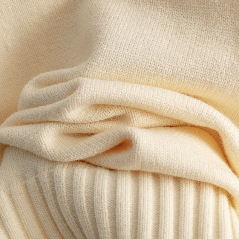 Conjunto de Duas Peças de Malha Premium – Camisola de Gola Alta e Calças de Perna Larga