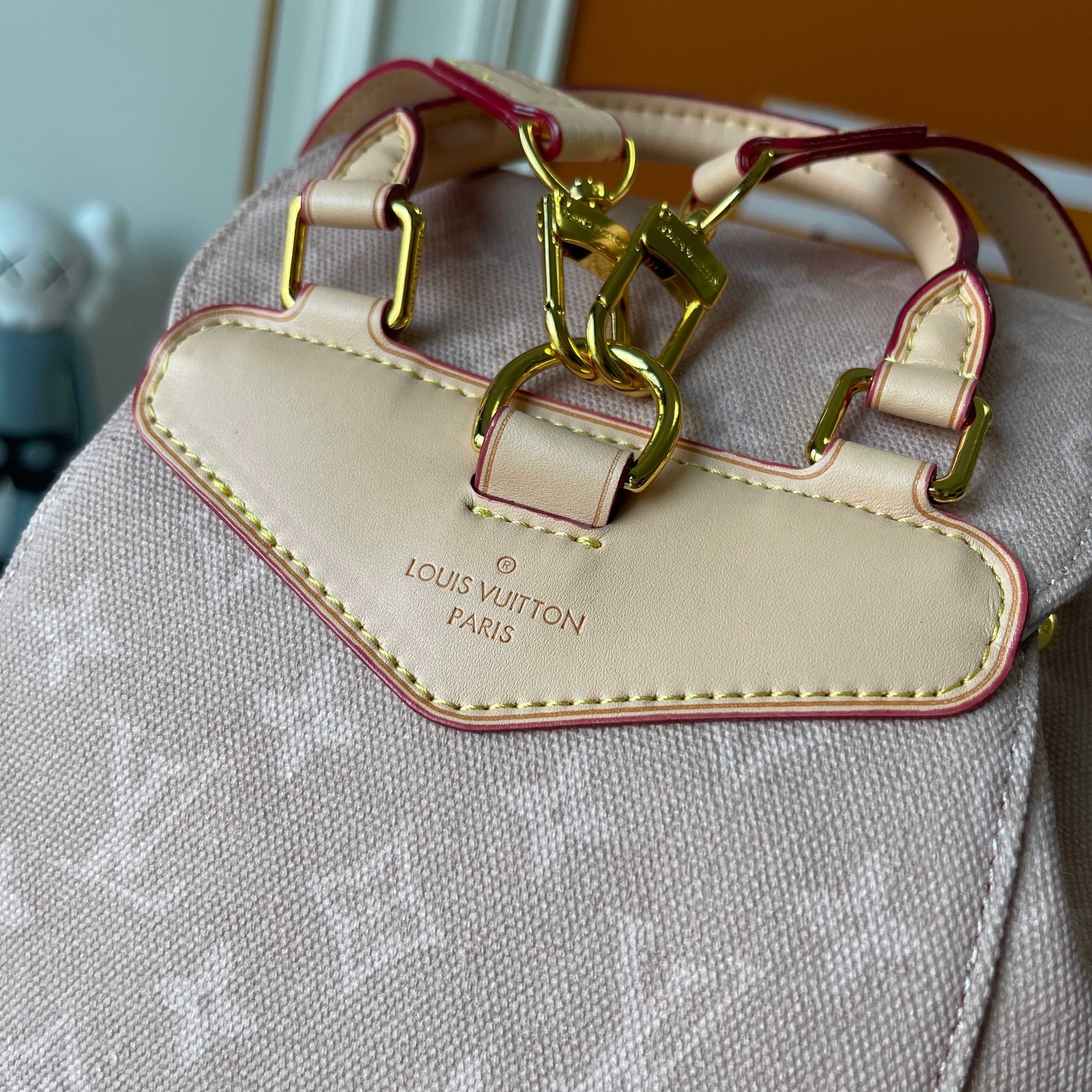 Louis Vuitton handbag with a visible brand logo on a neutral background