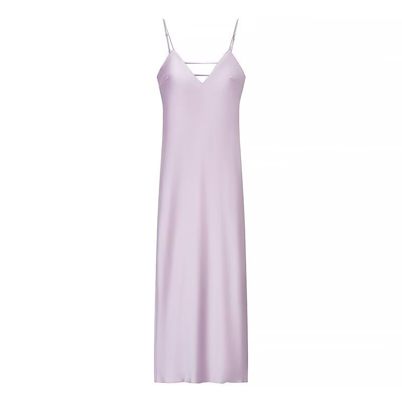 Backless Satin Midi Dress with Adjustable Straps