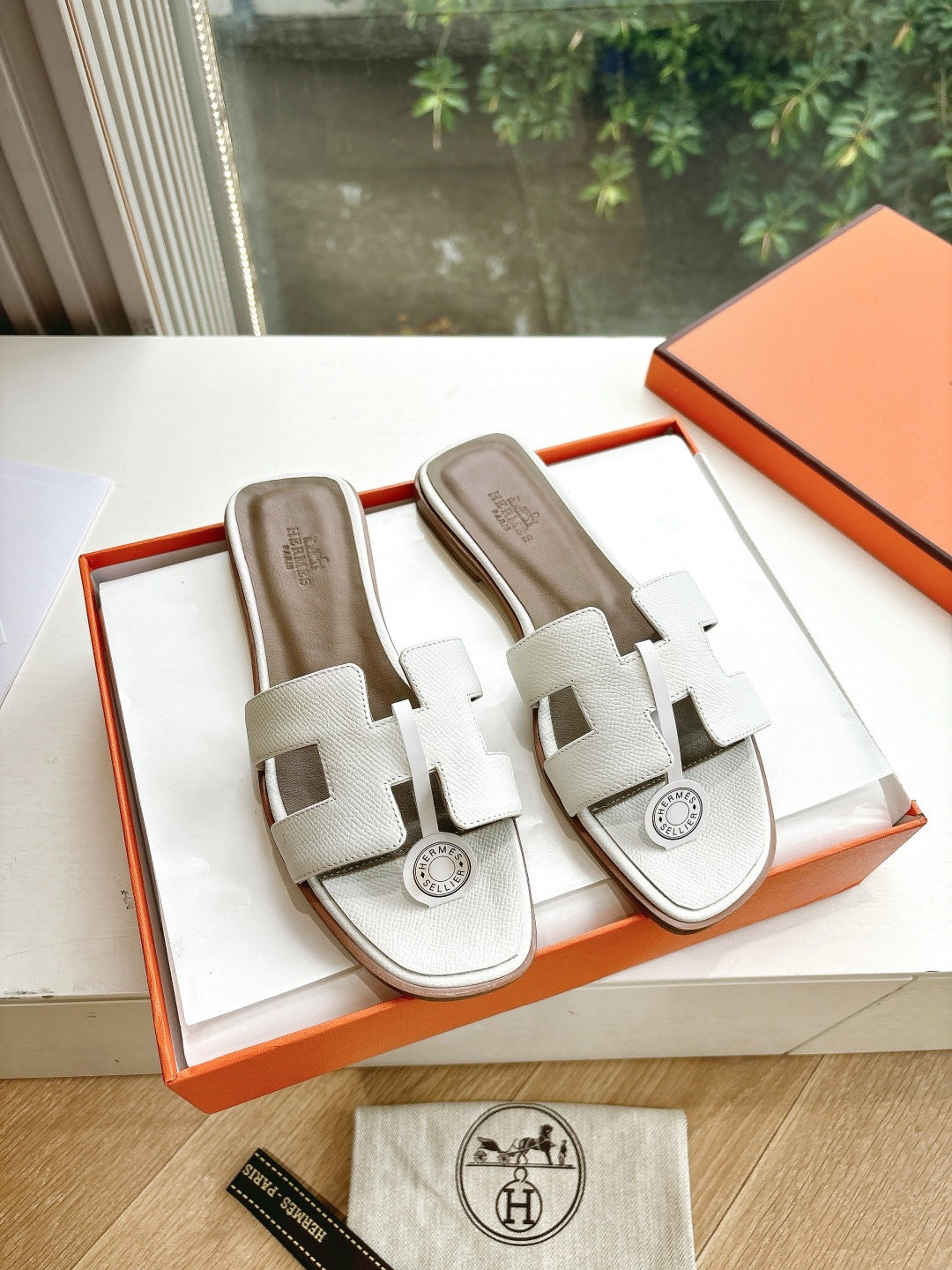 Luxury Leather H-Cutout Sandals