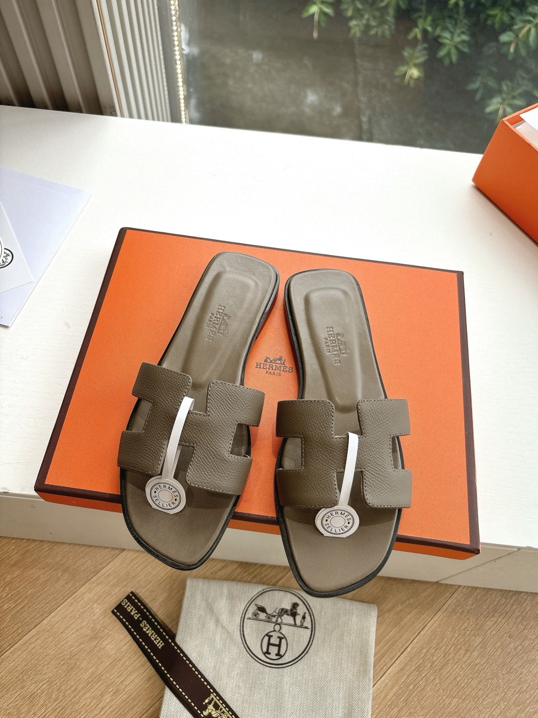 Luxury Leather H-Cutout Sandals