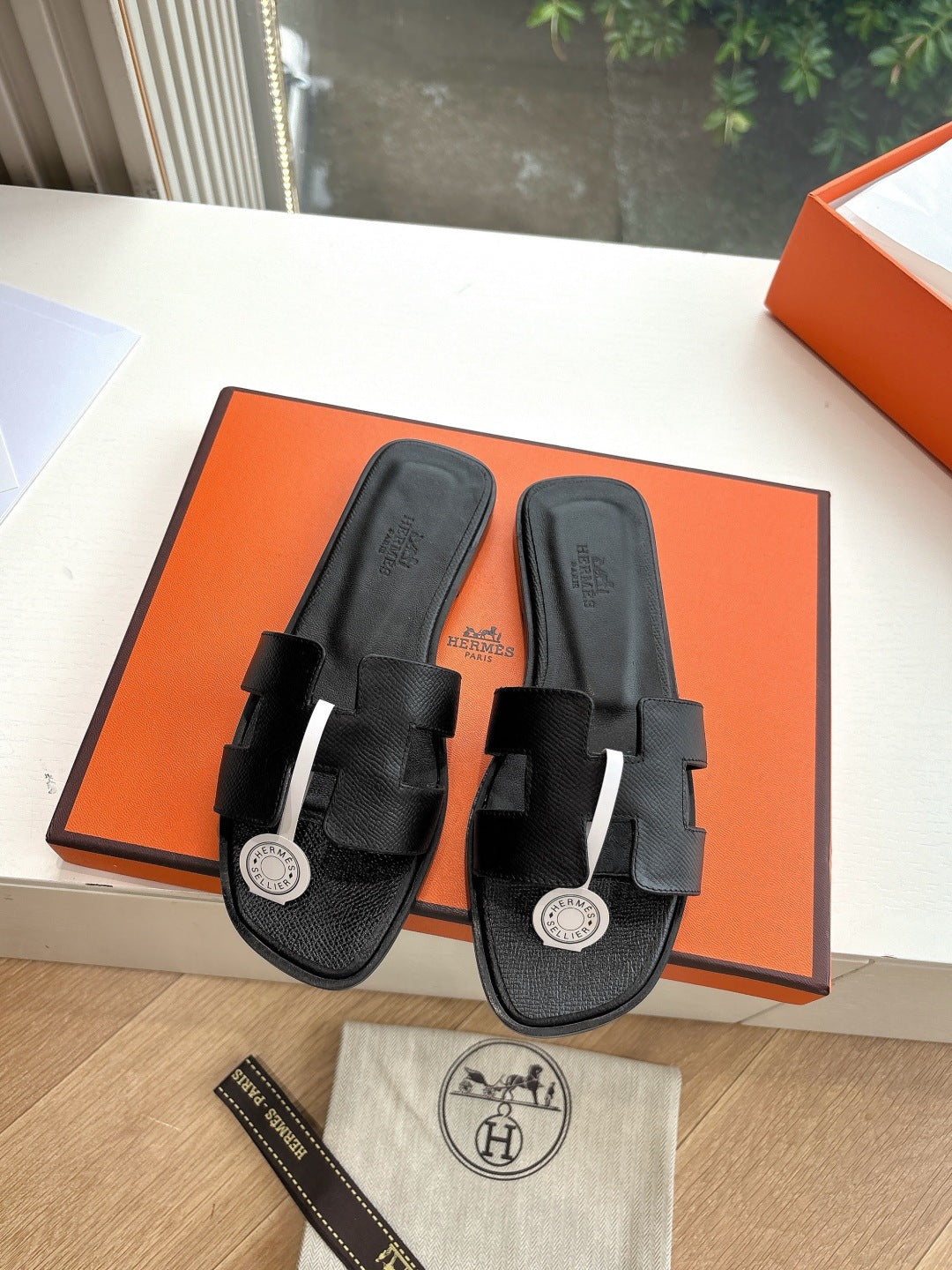 Luxury Leather H-Cutout Sandals