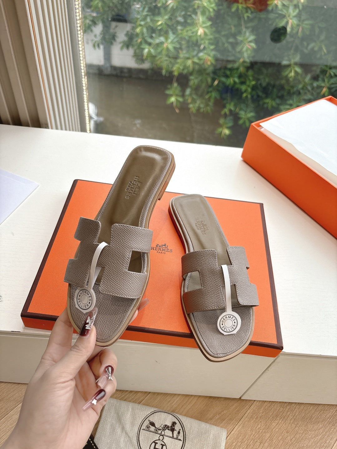 Luxury Leather H-Cutout Sandals