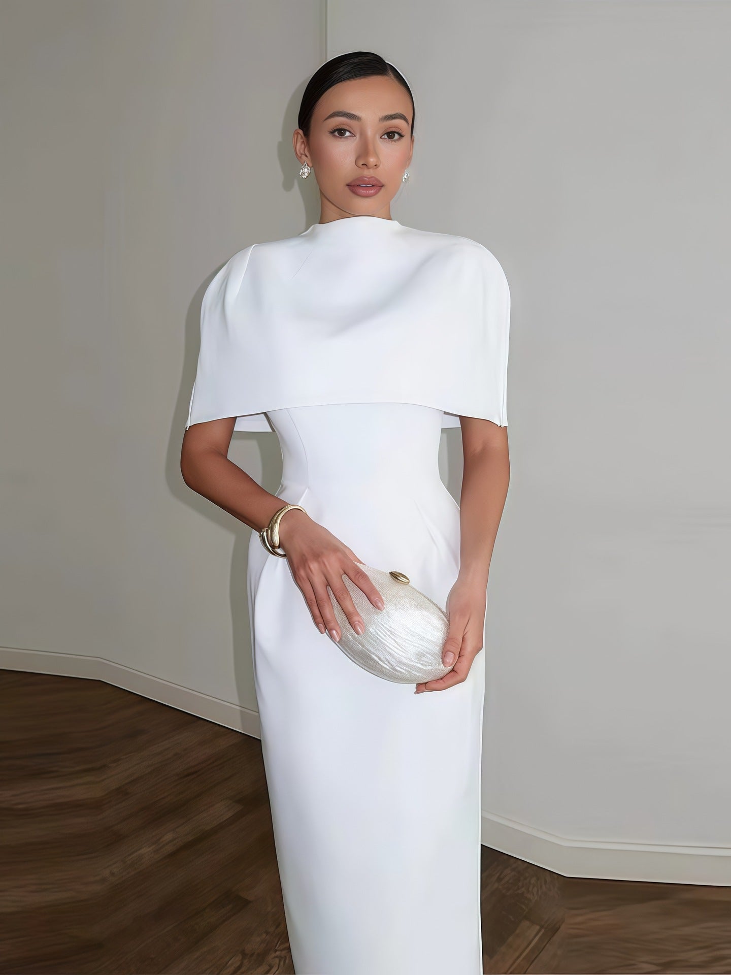 Vestido Midi Justo de Cintura Alta com um Ombro Só