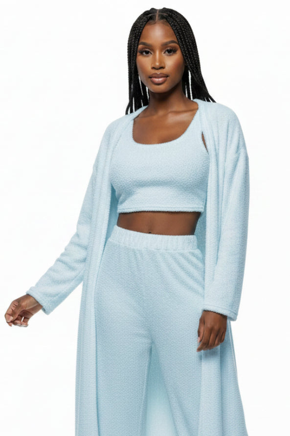 Women's 3-Piece Knit Set — Cardigan, Top & Trouser