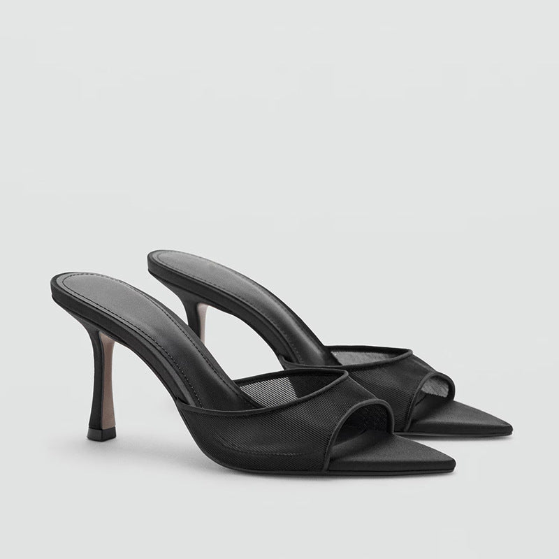 Sandálias Stiletto de Couro Envernizado com Biqueira Pontiaguda 8cm