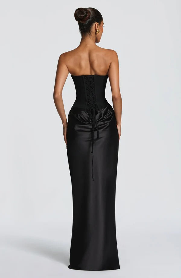 Vestido Comprido Justo Sem Mangas e Decote Bardot — Maison Luxe